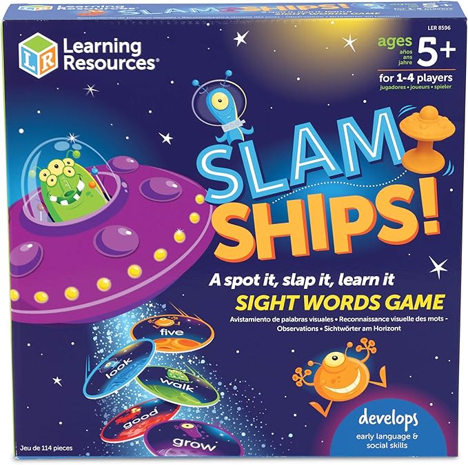 Learning Resources Slam Ships Sight Words Game - Phonics Flash Cards,Montessori Spelling, Homeschool, Classroom Must Haves, Teacher Supplies, Gifts for Boys and Girls