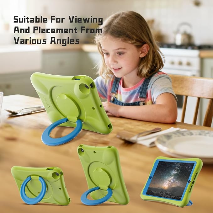 Pepkoo Case for iPad 9.7 Inch 5th/6th Gen &amp Air/Air 2 Shockproof Cover | EVA Shockproof Design with Adjustable Stand. Full-Body Coverage for Study Reading and Daily Use with Flexible Bracket.