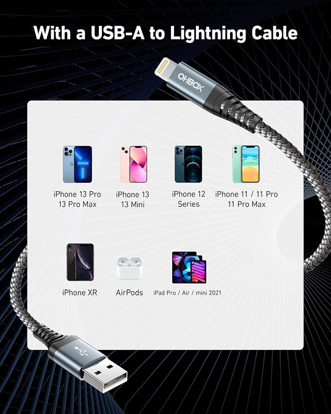 iPhone Charger Cable 6FT USB to Lightning Cable 3Pack Braided USB iPhone Charger Fast Charging Cable iPhone Cord Compatible with iPhone 14/13/12/11/Pro/Max/Mini/X/Plus/8/7/6/5S/SE/Plus/iPad and More