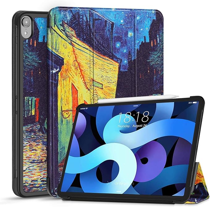 TNP Cover Case for iPad Air 11 Inch M2 6th 2024 5th 4th Generation(2022 2020) - 10.9 Almond Blossom Case with Pencil Holder for 2nd Gen Apple Pencil - Protective Cover with Trifold Stand