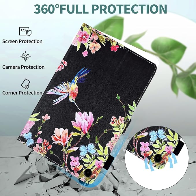 Kindle Fire Max 11 Case 13th Generation 2023 Release Fire Max 11 Tablet Case Embossed Suede Leather Folio Stand Cover with Auto Wake/Sleep &amp Card Slot &amp Pen Holder Brown Bird Flower Embossi