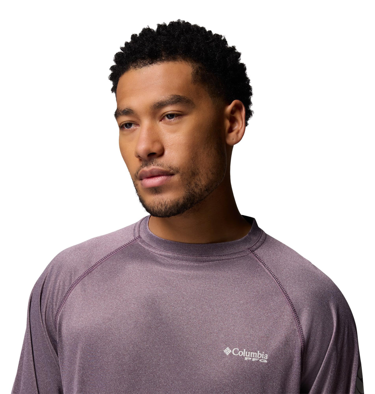 Columbia Men's PFG Terminal Tackle Long Sleeve Fishing Shirt, Dusty Purple Heather/Cool Grey Logo, Large