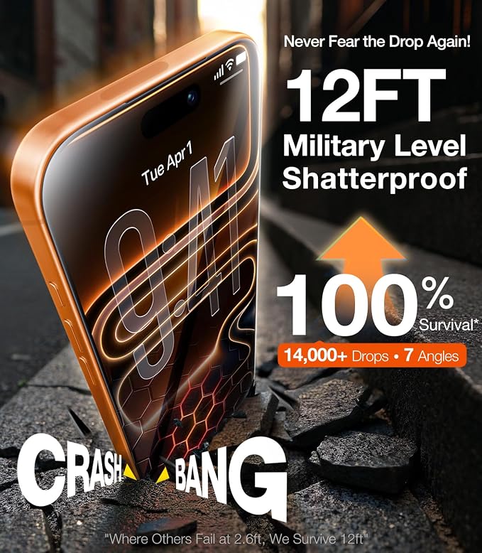 UltraGlass TOP 9H+ Armor for iPhone 15 Pro Max Screen Protector [NO.1 Military Grade Shatterproof] Screen Protector 15 Pro Max Tempered Glass [Longest Durable] Full Coverage 2 Pack