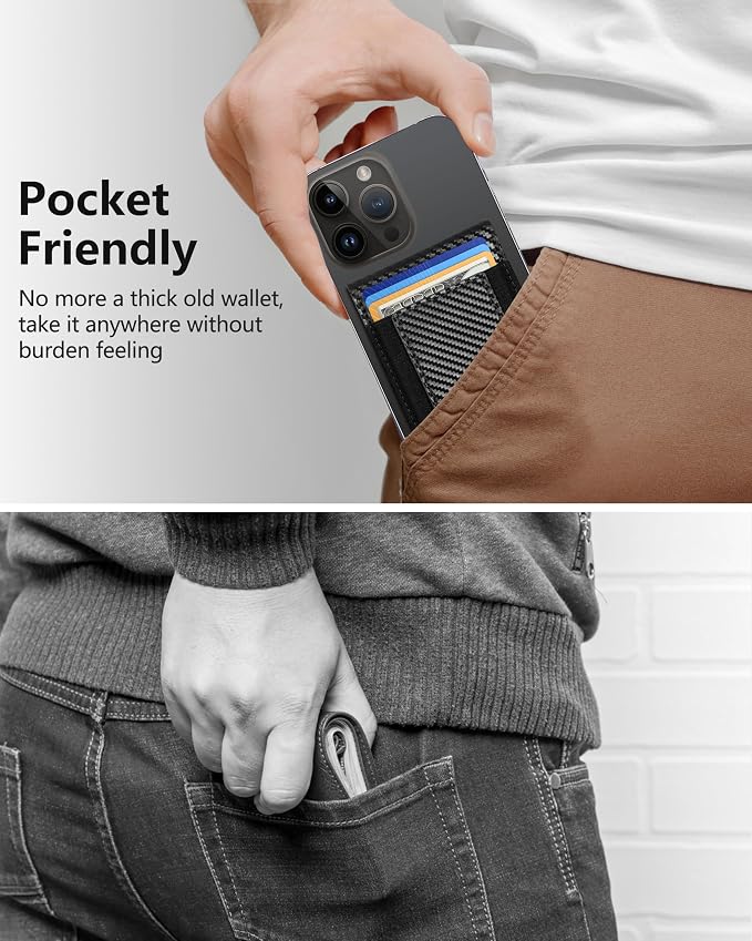 ExtreLife 2-in-1 Magsafe Wallet Adjustable Stand Open ID Window Magnetic Wallet for iPhone 17/16/15/14 Pro Max/14 Pro/14 Plus/13/12 Series 9 Cards Holder Vegan Leather Black
