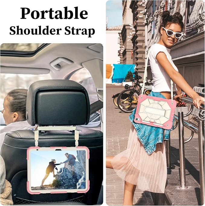Nitupai Case for iPad 10th Generation 10.9 Inch 2022 / iPad A16 Case 11 Inch 2025 with Screen Protector 10th Gen Cover for Kids Pencil Holder 360° Rotating Stand Shoulder Strap Black Black