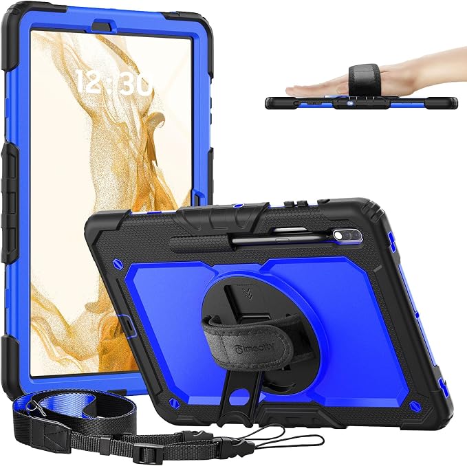 Timecity for Samsung Galaxy Tab S7 FE Case 12.4''/ S7/ S8 Plus Tablet Case | Kids-Friendly Protective Tablet Cover with Screen Protector Pen Holder &amp Adjustable Stand &amp Shoulder Strap Black