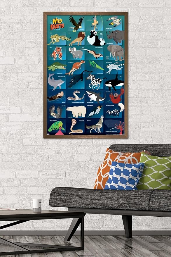 Wild Kratts - Grid Wall Poster, 34L" x 22.4W", Bronze Framed Version