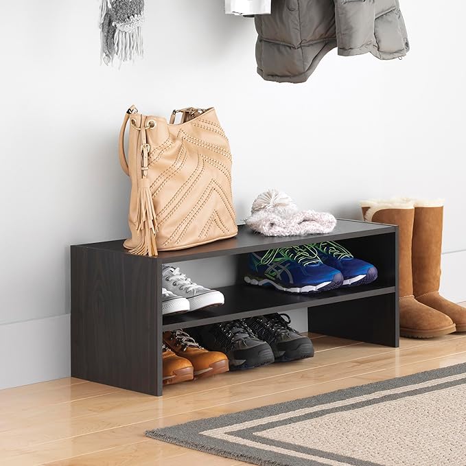 Whitmor Stackable 2-Tier Shoe Shelf, 31 inch, Espresso