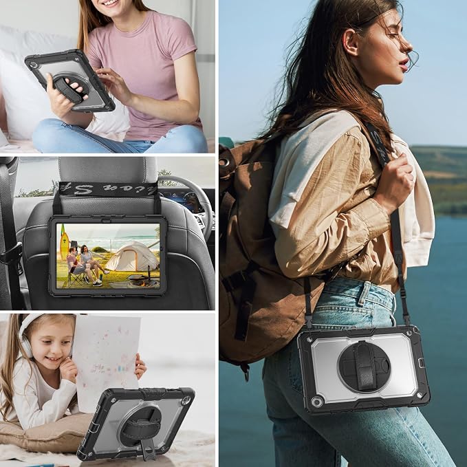 HXCASEAC Case for Samsung Galaxy Tab A9+ Plus 11 Inch Kids Protective with Screen Protector/Hand Strap/Pen Holder Sturdy Shockproof for Samsung A9 Plus Tablet Case SM-X210 SM-X216 SM-X218 - Clear
