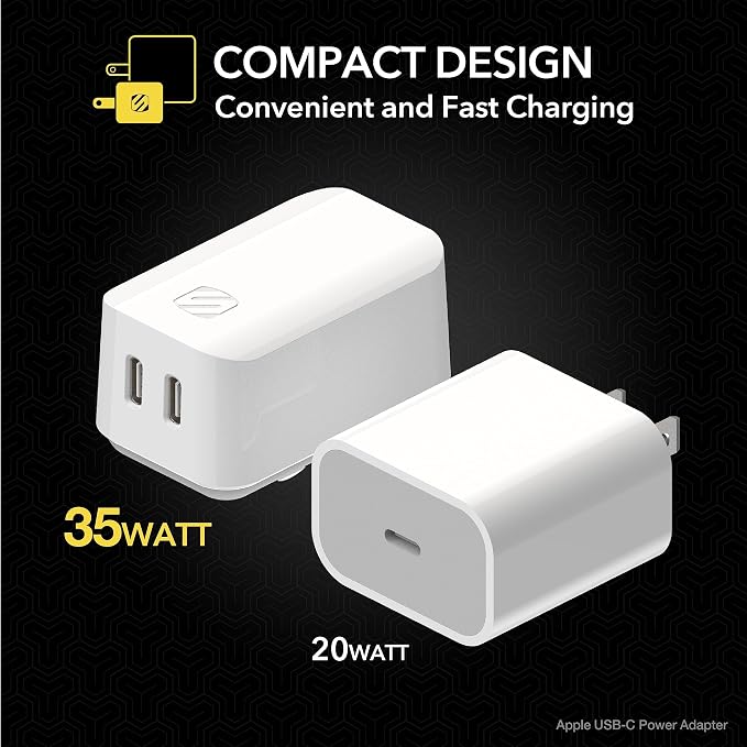 Scosche HPDCA32 PowerVolt 32W Certified Type-C + Type-A Fast Wall Charger Power Delivery 3.0 for ALL USB-C and USB-A Devices in Black
