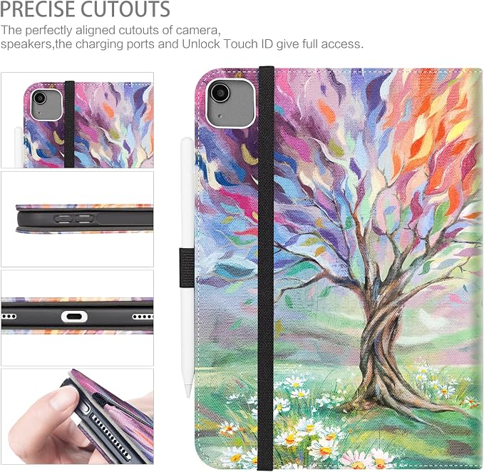 for iPad Air 13 inch Case (M4/M3/M2) iPad Pro 12.9 inch Case Hummingbird | Premium Leather Business Folio Case with Pencil Holder Multi-Angle View Adjustable Stand Pocket/Hand Strap/Auto Wake Sleep