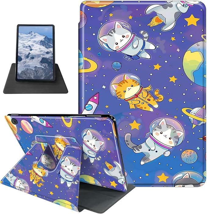 Case for Kindle Fire 7 Tablet (12th Generation 2022 Release) Baseball Theme 360 Degree Rotating Stand Protective Cover with Auto Sleep/Wake for Fire 7 2022 Tablet