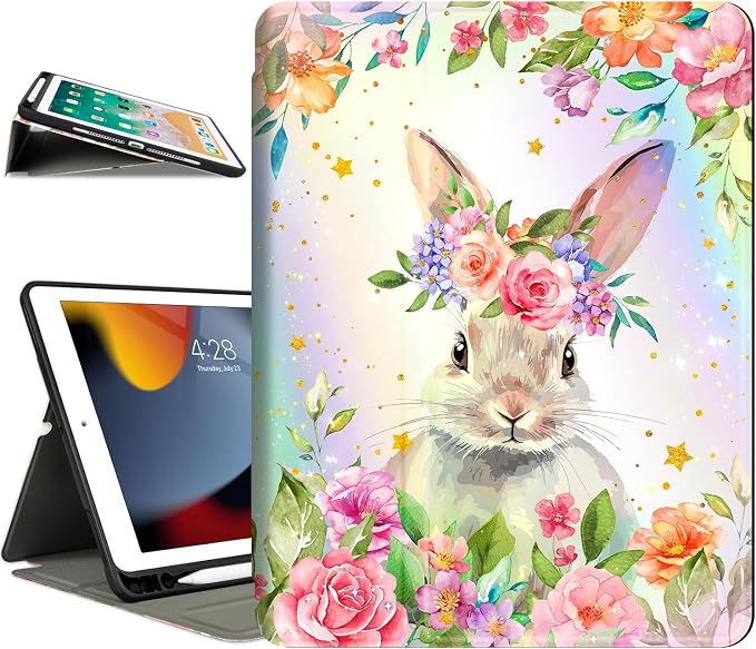 Lokigo Case for iPad 9th/8th/7th Gen 10.2 Air 3rd/Pro10.5 Aurora Forest | Protective Folio Soft Back Cover Pencil Holder for Teens/Students/Office Staffs 4 Angles Viewing Stand Auto Wake/Sleep