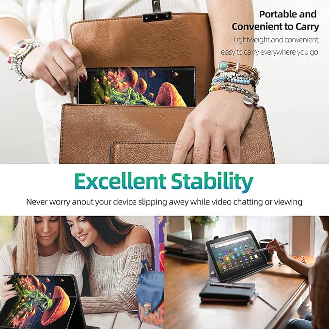 Case Cover for Amazon All-New Kindle Fire 7 Tablet (2022 Release-12th Generation) Latest Model 7 Slim Folding Stand Cover with Auto Wake/Sleep Dancing Skeleton in Mexican Costume