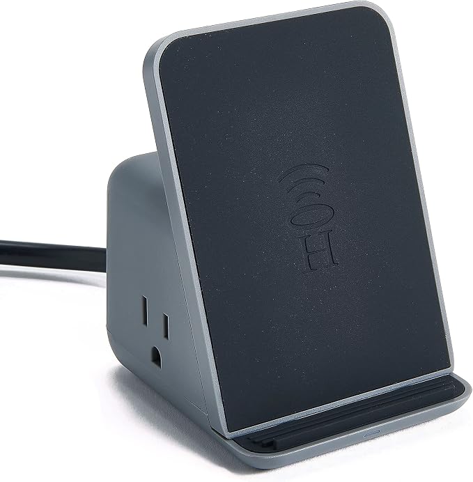 Halo Wireless Charging Pad with 3 USB Ports &amp 2 AC Outlets Phone Charging Station for up to Five Devices Red