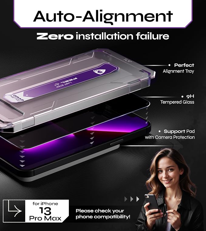 Defenslim for iPhone 13 Pro Max Privacy Screen Protector (2Pack) Easy Auto-Dust &amp Align Install Kit 6.7 Tempered Glass 9H Hardness Privacy Protection Case Friendly SpyShield