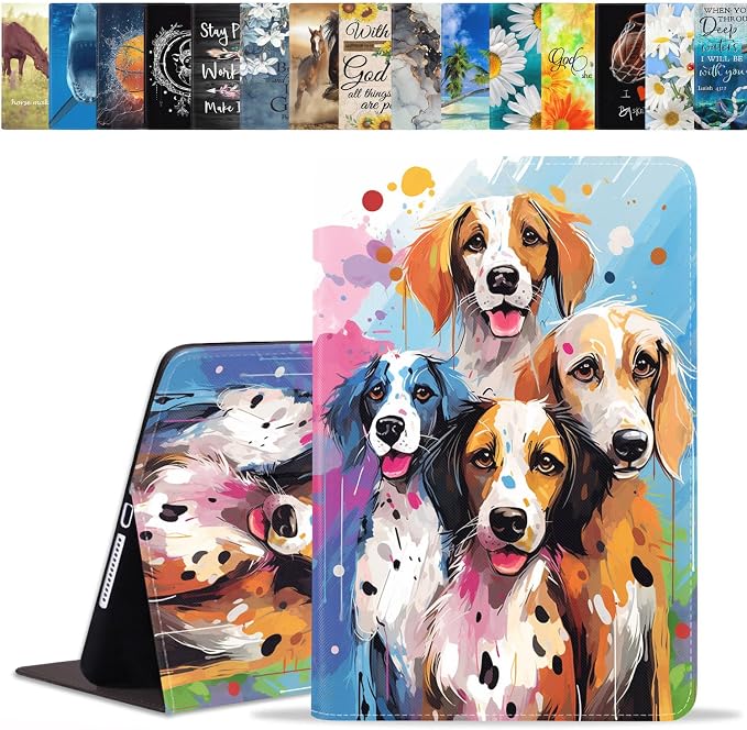 Case for Samsung Galaxy Tab A 8.0 2019 (SM-T290/T295/T297) Slim Lightweight PU Leather Stand Cover with Auto Wake/Sleep for Galaxy Tab A 8.0 Inch Abstract Watercolor Art Dogs