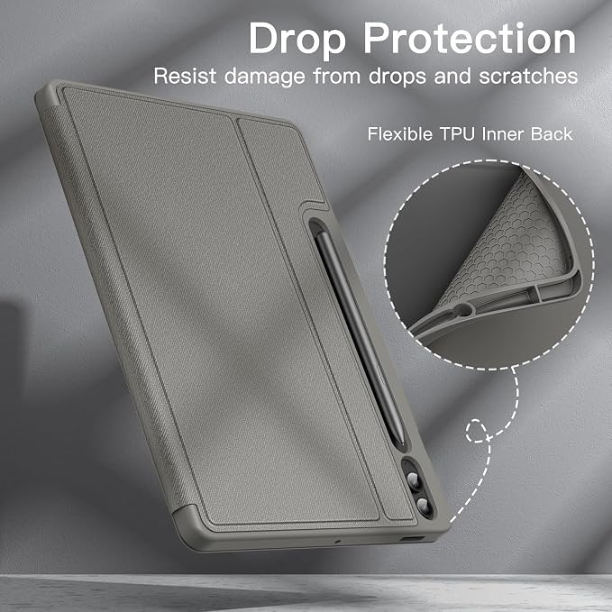 JETech Case for Samsung Galaxy Tab S9 FE+ / S9 FE Plus 12.4-Inch with S Pen Holder Slim Folio Stand Protective Tablet Cover Multi-Angle Viewing (Black)