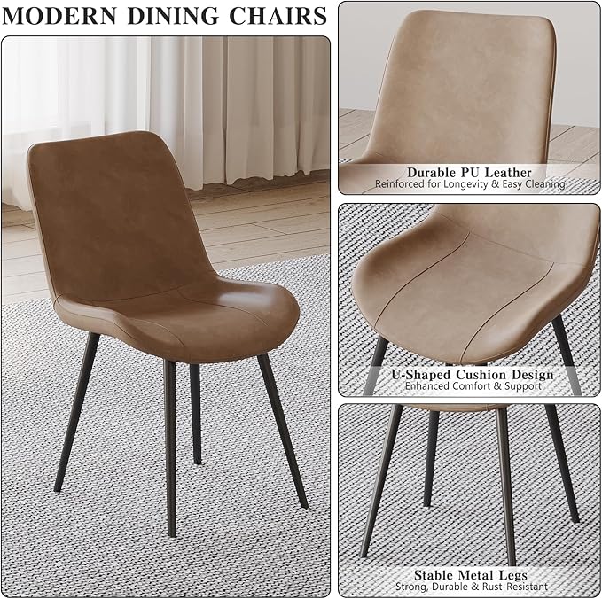46.4" Round Dining Table Set with 4 Chairs, Modern Dining Set with Comfortable PU Leather Chairs, Sturdy MDF Table with X-Shaped Base, Easy Assembly, Ideal for Dining Room or Kitchen