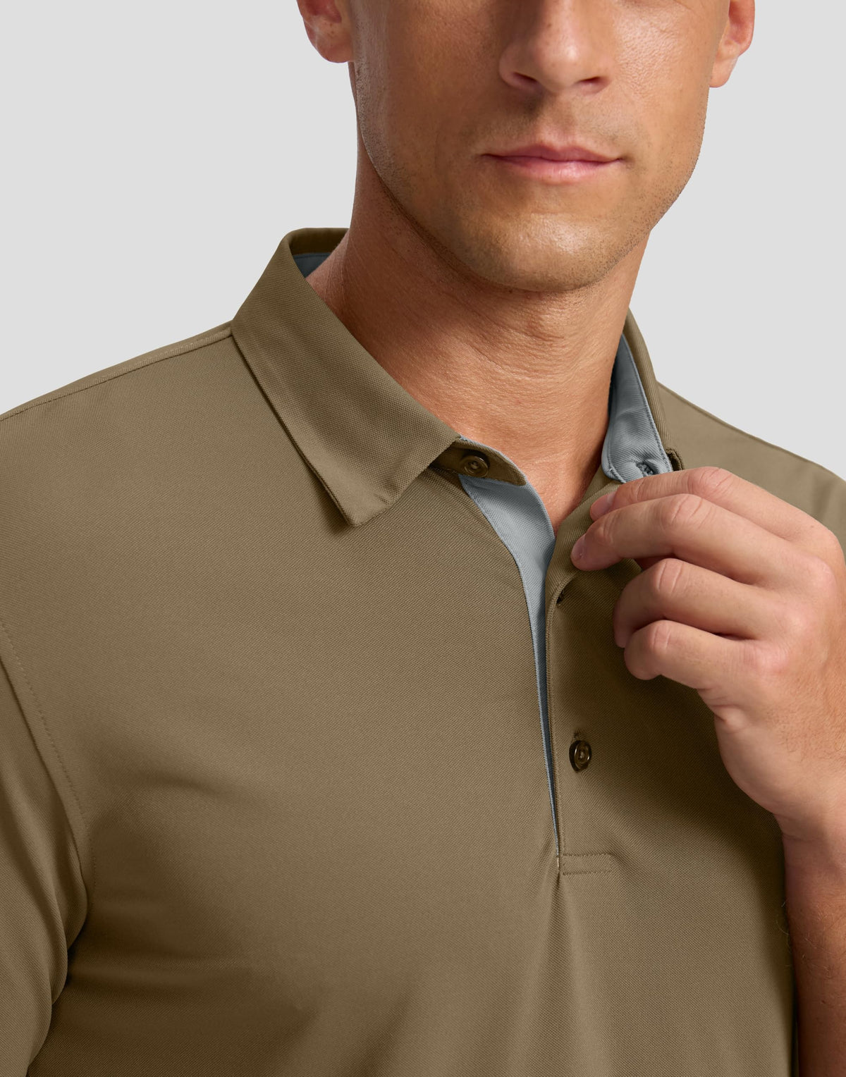 Men's Golf Polo Shirts Dry Fit Short Sleeve Shirt, Khaki, 4XL