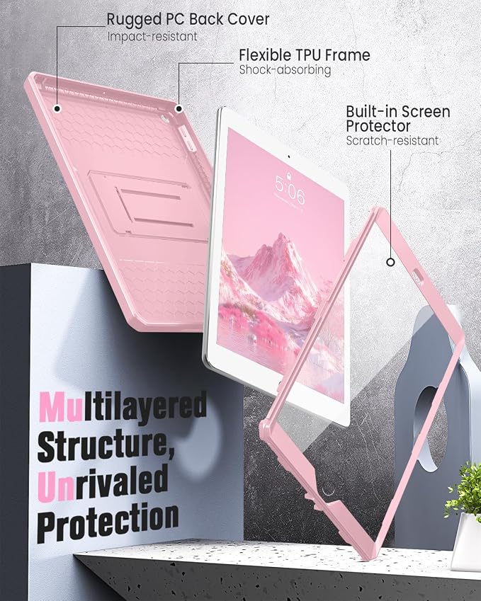 MoKo Shockproof Case Fit 2018/2017 iPad 9.7 6th/5th Generation Black | Heavy Duty Shockproof Full Body Rugged Hybrid Cover with Built-in Screen Protector for Apple iPad 9.7 Inch 2018/2017