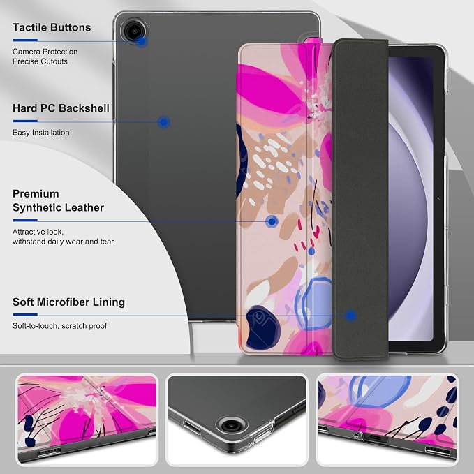 Case for Samsung Galaxy Tab A11 Plus A11+ 11 inch (2025/2026) &amp Tab A9 Plus A9+ 11 inch (2024/2023) Slim Smart Stand Cover with Translucent Hard Back Auto Wake/Sleep - Bear with Bows