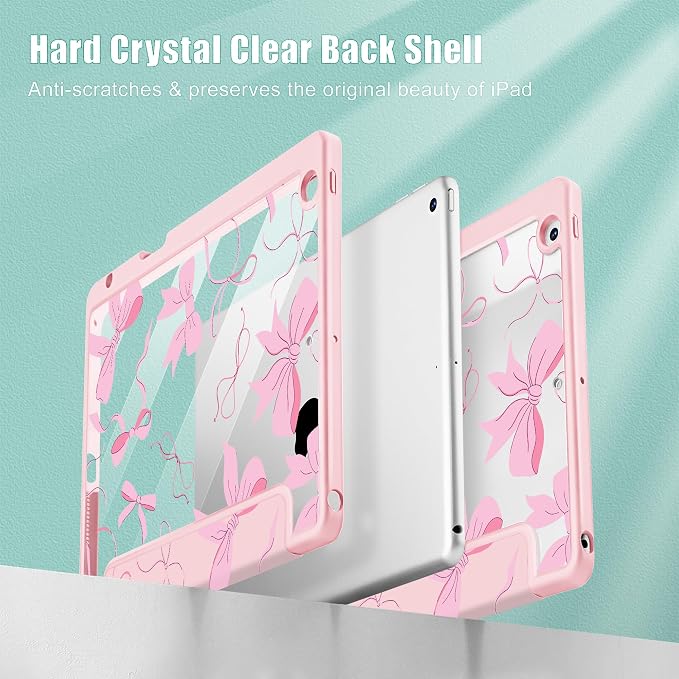 May Chen for iPad 9th Generation with Pencil Holder iPad 8th/7th Gen Case 10.2-inch [Penceil Holder] Trifold Stand Auto Wake/Sleep Clear TPU Protection Back Cover Ballet Shoes