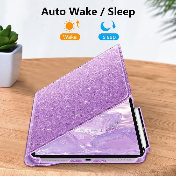 Fintie Rotating Case for iPad Air 13-inch M4/M3/M2 (2026/2025/2024) | 360° Swivel Stand Landscape &amp Portrait Viewing Shockproof Protective Cover Pencil Holder Auto Sleep/Wake Black
