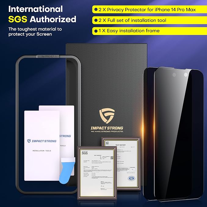 ImpactStrong Anti-Spy Privacy Screen Protector for iPhone 11 / iPhone XR (6.1-Inch) 9H Tempered Glass Shatter-Resistant Anti-Scratch Easy Install Kit Case Friendly 2-Pack