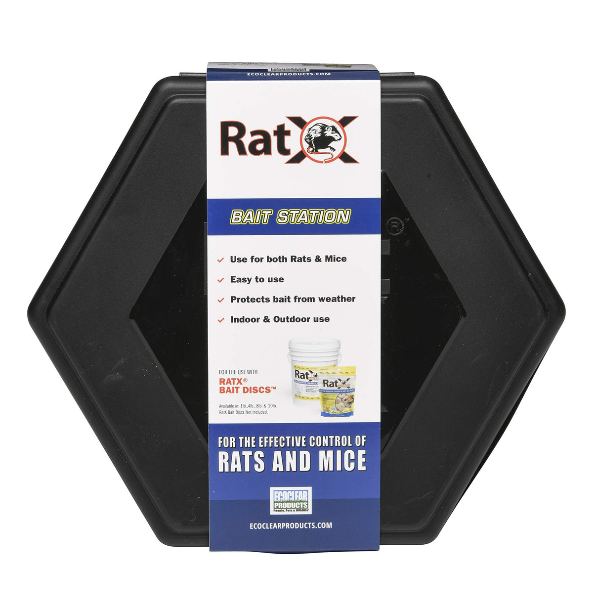 RatX Rodent Bait Station for Mice & Rats – Indoor & Outdoor Use | Small Plastic Bait Box | Compact Size | Weatherproof, Reusable
