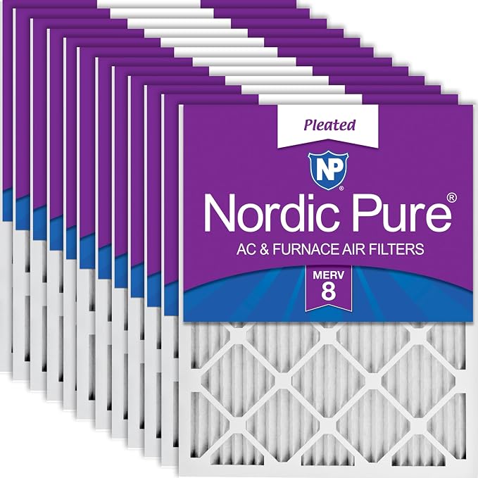 Nordic Pure 16x25x1 Pleated MERV 8 Air Filters 12 Pack