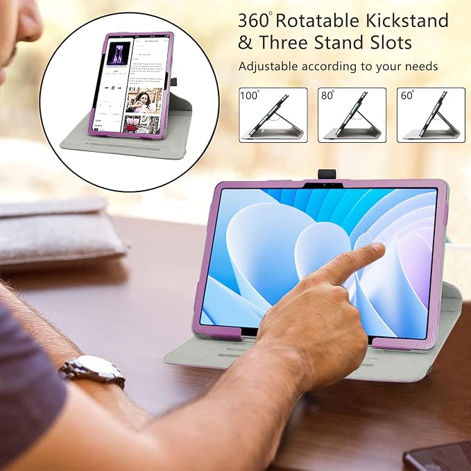 LiuShan 360 Degree Rotation Stand PU Cover for DOOGEE T30 Pro/Ultra T30s T35 T40 11 Tablet Black