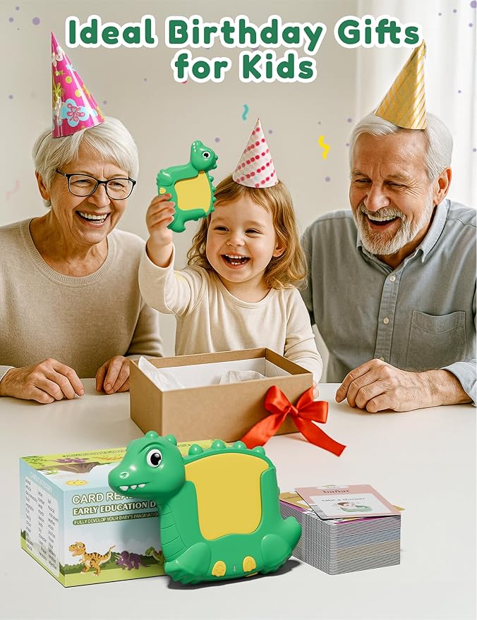 Spanish and English Talking Flash Cards for Toddlers with 510 Sight Words, Dinosaur Shaped Bilingual Buddy Pocket Speech Therapy Autism Toys, Educational Learning Toys Gift for Kid Boys Girls