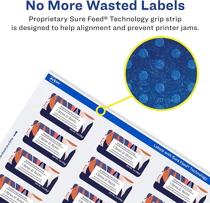 Avery Glossy White Rectangle Labels, Sure Feed Technology, 1-13/16" x 2-3/16", 600 Glossy White Labels, Print-to-The-Edge, Permanent Adhesive, Laser/Inkjet Printable