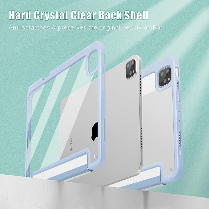 Tuiklol for iPad Pro 11 Inch 4th / 3rd / 2nd / 1st Gen (2022 2021 2020 2018) Case -Built-in Pencil Holder Shockproof Cover Clear Transparent Back Shell with Auto Wake/Sleep Black Flower