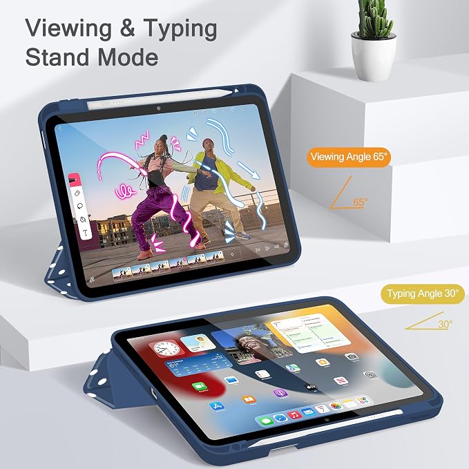 Tuiklol for iPad 10.2 inch 9th / 8th / 7th Gen 2021 2020 2019 Release Case | Built in Pencil Holder - TPU Protection Trifold Stand Stand Clear Back Tablet Cover With Auto Wake/Sleep Blue berries