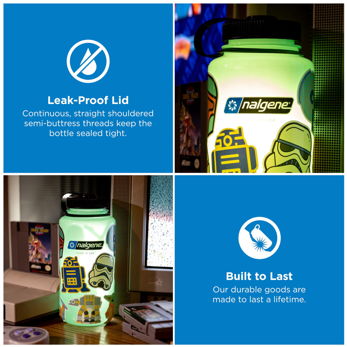 Nalgene 32 oz Wide Mouth Water Bottle, Glow Green