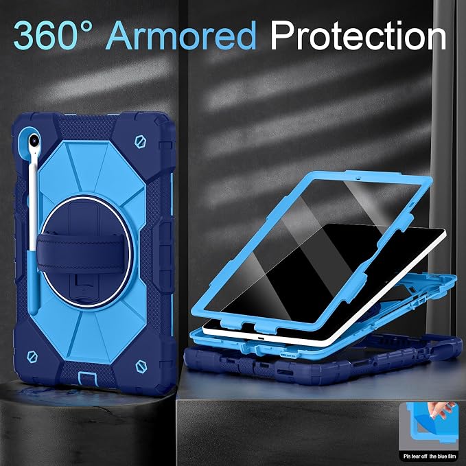 Case for Samsung Galaxy Tab S10 Lite/S10 FE/S9 FE /S9 Tablet Case 10.9/11 Inch with Rotate Stand &amp Hand Strap Screen Protector Pen Holder for Galaxy Tab S10 FE Cases Black