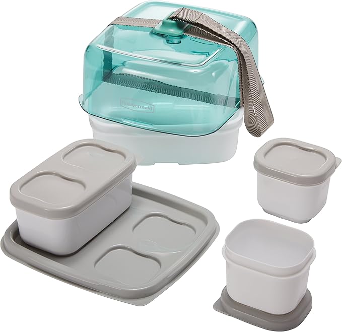 Rubbermaid Fasten + Go Sandwich Kit, Sea Foam Green, 4-Piece Set