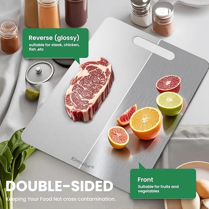 Titanium Cutting Board, Double Sided - Non Slip, Dishwasher Safe Chopping Board for Kitchen, Non Toxic, Easy to Clean, 2026 Upgrade (100% Pure Food Grade Titanium) (18''L x 12''W)