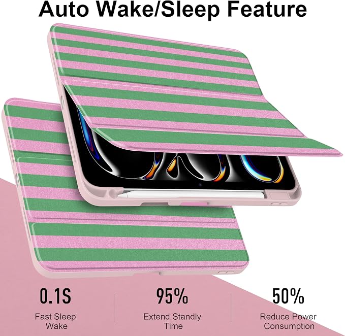 DONGKE for iPad Pro 11-Inch Case (M5 2025 / M4 2024) 6th/5th Generation [Auto Sleep/Wake &amp Pencil Pro Holder] Clear Acrylic Back Smart Trifold Stand Cover Bear &amp Cherry