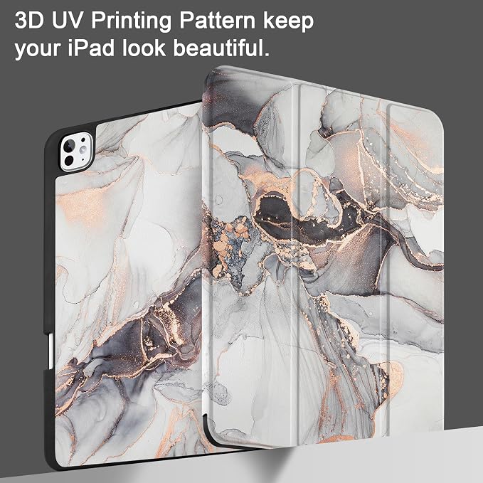 Case for iPad Pro 13 inch (M5 2025 / M4 2024) – [Built-in Pencil Holder] Ultra Slim PU Leather Trifold Stand Cover with Soft TPU Back Auto Wake/Sleep - Color Leopard