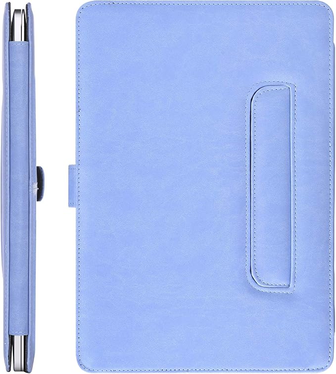 MOSISO Case Compatible with MacBook Air 13.6 inch M4 M3 M2 2025-2022 /Air 13 M1 2022-2018 /Pro 13 inch M2 M1 2025-2016, PU Leather Portfolio Protective Stand Cover, Serenity Blue