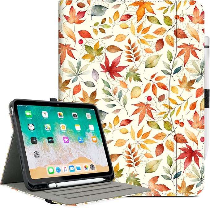 Lokigo Case for iPad (A16) 11th/10th Generation Aurora Forest | for iPad 11th-11 Inch/10th-10.9 Inch Stand Cover Pencil Holder/Hand Strap/Pocket Support Touch ID Auto Wake/Sleep