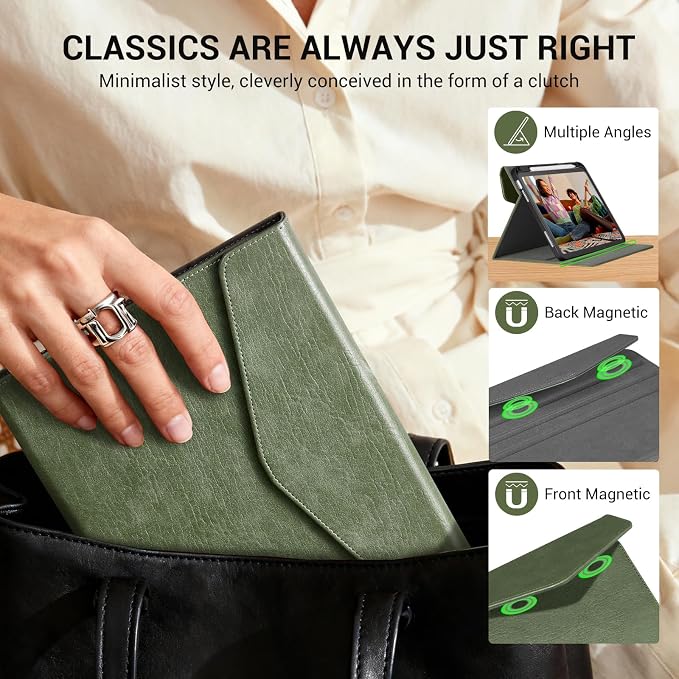 CoBak Premium Leather Case for iPad (A16) 11th Generation 11 Inch (2025) iPad 10th Generation 10.9 Inch (2022) - Elegant Magnetic Flip Cover with Auto Wake/Sleep Pencil Holder and Multi-Angle Stand