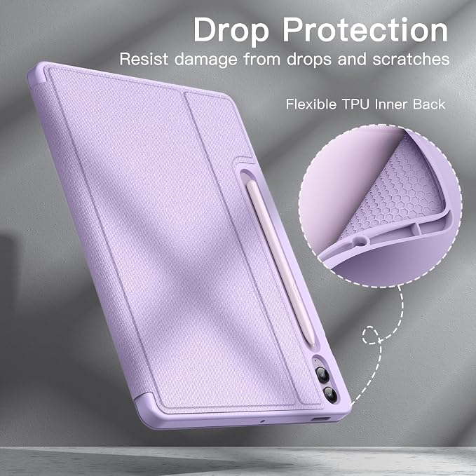 JETech Case for Samsung Galaxy Tab S9 FE+ / S9 FE Plus 12.4-Inch with S Pen Holder Slim Folio Stand Protective Tablet Cover Multi-Angle Viewing (Black)
