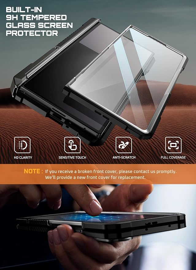 SUPCASE for Samsung Galaxy Z Fold 7 Case with Kickstand Azure | Compatible with MagSafe Tempered Glass Screen Protector Military-Grade Protection Hinge Coverage Unicorn Beetle Grip