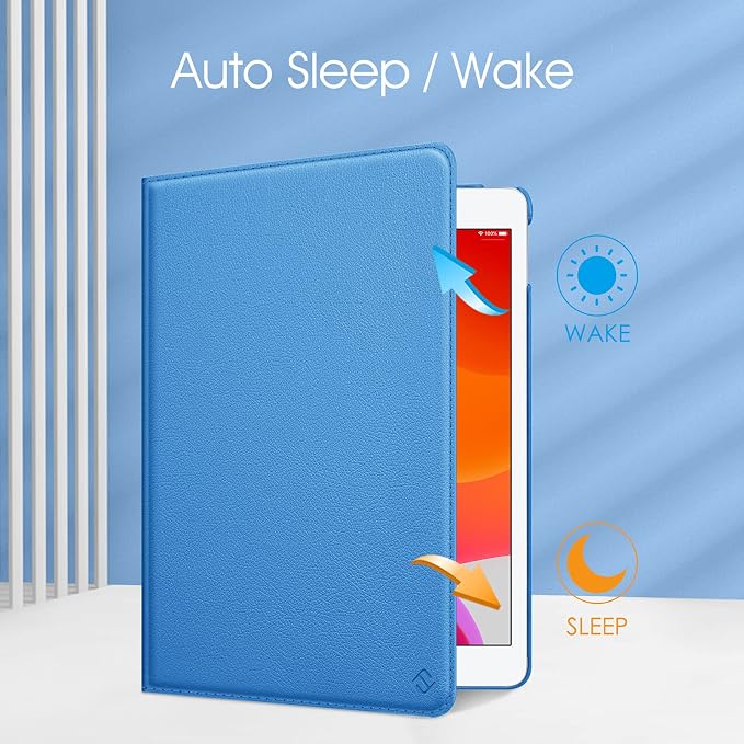 Fintie 360° Rotating Case for iPad 9th / 8th / 7th Generation 10.2 Inch | Swivel Stand Portrait &amp Landscape Viewing Shockproof Cover with Pencil Holder Auto Wake/Sleep Aqua Wave
