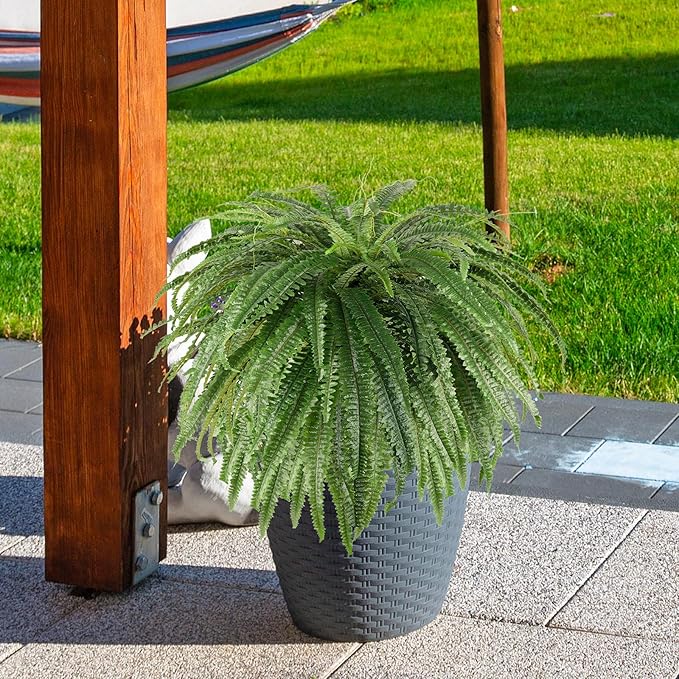 Single Silky 50" Artificial Fern Plant, Large Fake Fern with 116Fronds, Realistic Faux Boston Fern Bush for Outdoors & Indoor, Silk Greenery for Planter, Garden, Office, Home Décor