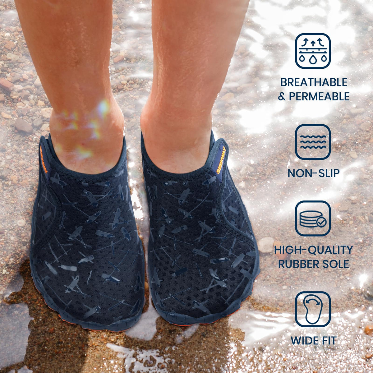 SEEKWAY Barefoot Water Shoes for Kids - Wide Toe Box and Quick-Dry Sand Shoes Toddler for Hiking Swim Beach Pool Kayak Sport Accessories, Camping Essentials Non-Slip for Boys Girls Sizes